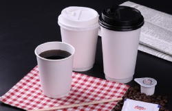 Custom logo printed disposable double wall paper cup for coffee and milktea