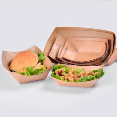 Disposable brown kraft paper boat paper food tray