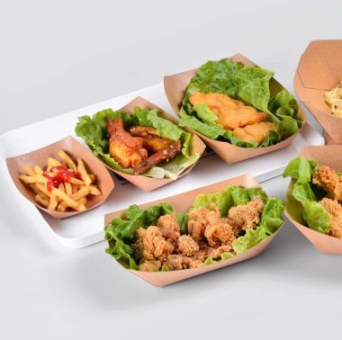 Disposable brown kraft paper boat paper food tray