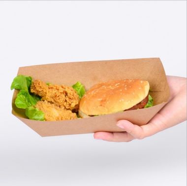 Disposable brown kraft paper boat paper food tray