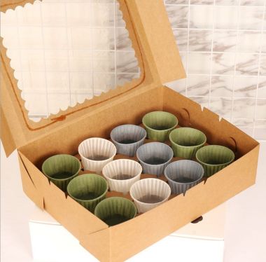 12 Pack Cupcake Boxes White Cardboard Sweet Muffin Cake Box Dessert Gift Packing With Window