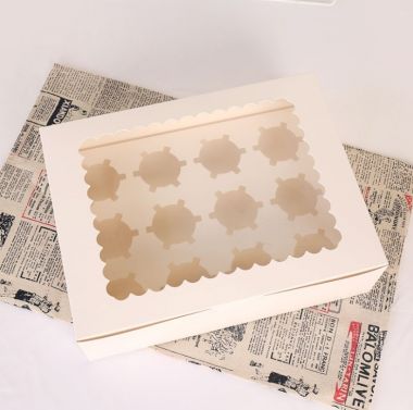 12 Pack Cupcake Boxes White Cardboard Sweet Muffin Cake Box Dessert Gift Packing With Window