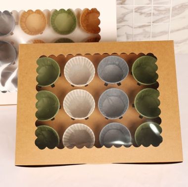 12 Pack Cupcake Boxes White Cardboard Sweet Muffin Cake Box Dessert Gift Packing With Window