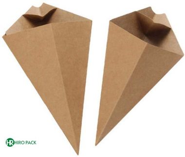 Disposable Kraft Paper French Fries Cones with Dipping Sauce Compartment