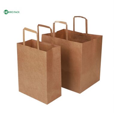 Kraft paper bag with flat handles